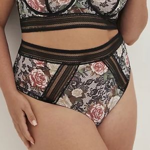 Floral Mesh & Lace Cut-Out High Waist Thong Panty torrid size 6